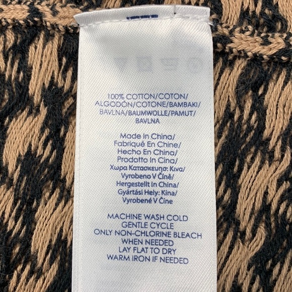 Chaps Houndstooth Asymmetrical Knit Sweater Jacket Medium Beige/Black - Picture 5 of 10